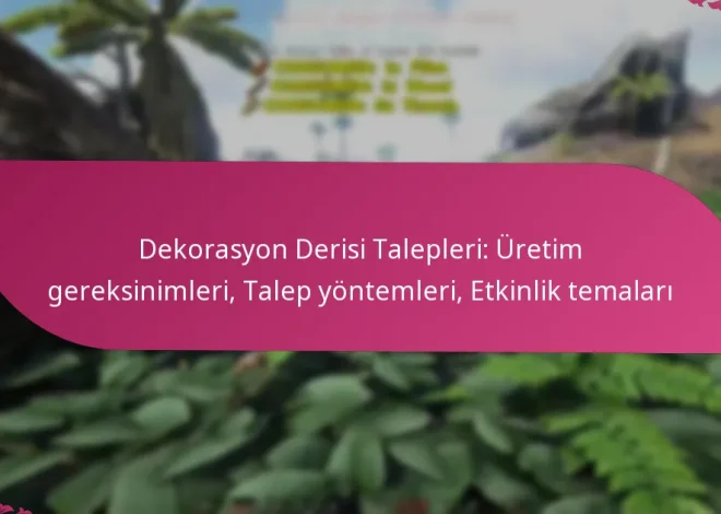 Dekorasyon Derisi Talepleri: Üretim gereksinimleri, Talep yöntemleri, Etkinlik temaları
