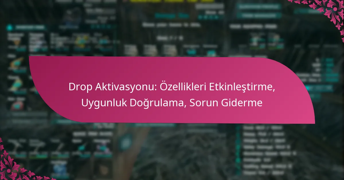 Drop Aktivasyonu: Özellikleri Etkinleştirme, Uygunluk Doğrulama, Sorun Giderme