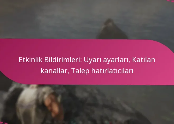 Etkinlik Bildirimleri: Uyarı ayarları, Katılan kanallar, Talep hatırlatıcıları