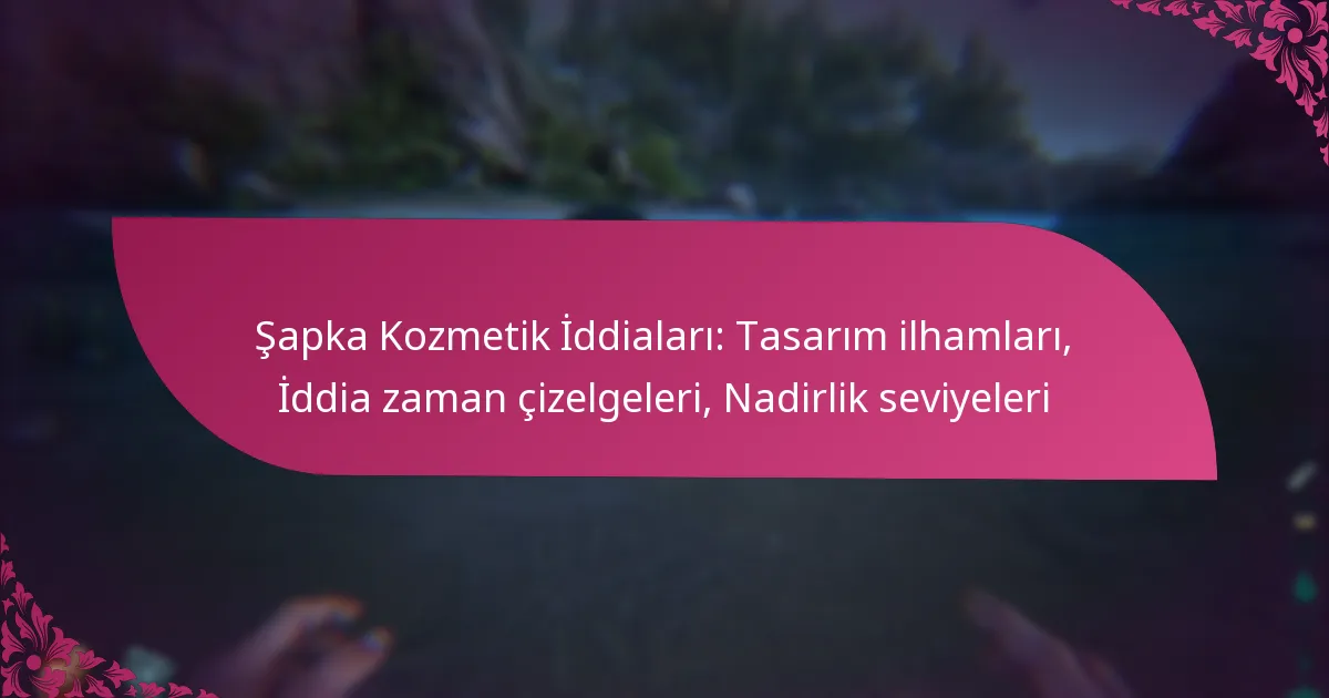 Şapka Kozmetik İddiaları: Tasarım ilhamları, İddia zaman çizelgeleri, Nadirlik seviyeleri