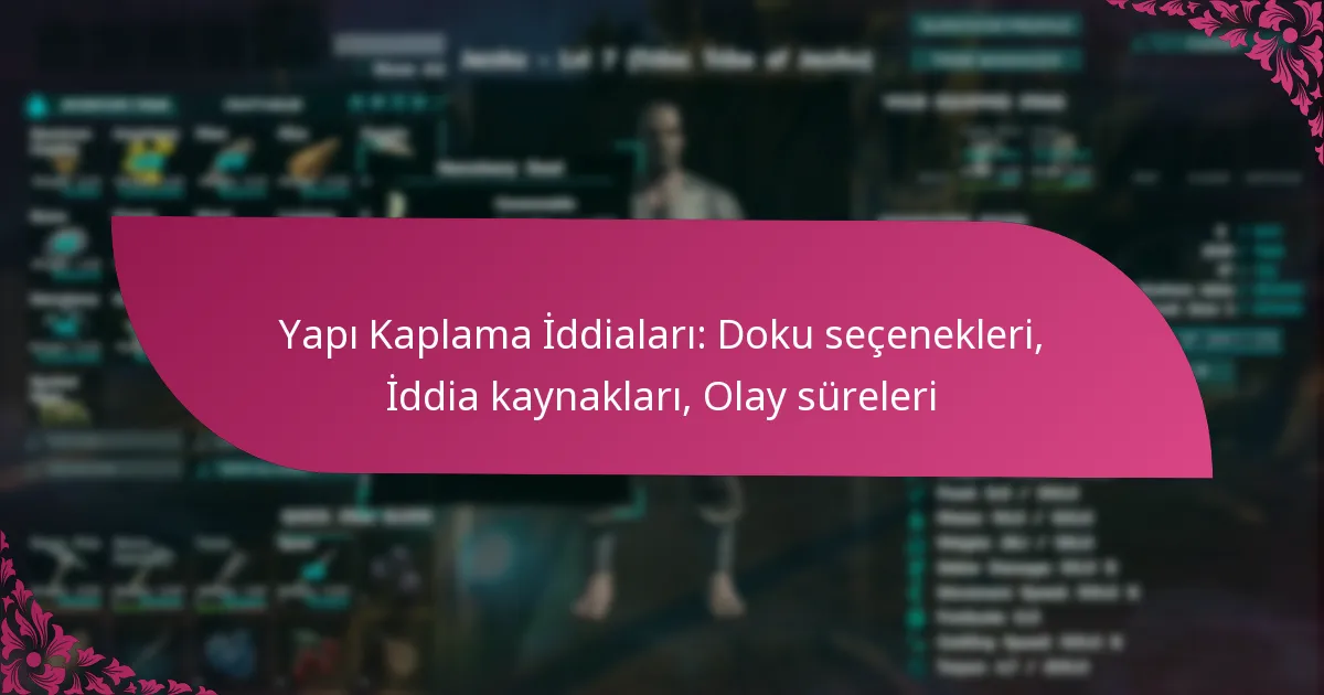 Yapı Kaplama İddiaları: Doku seçenekleri, İddia kaynakları, Olay süreleri